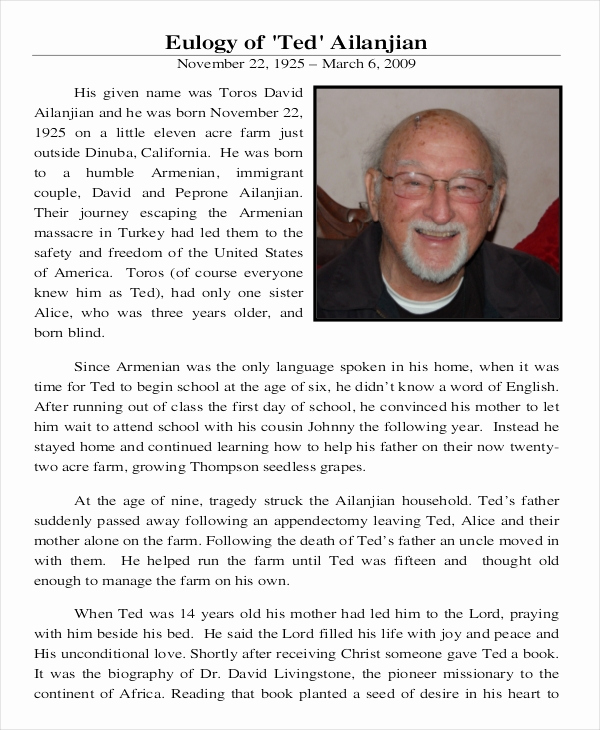 sample obituary for father