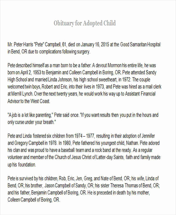 mom sample obituary for mother