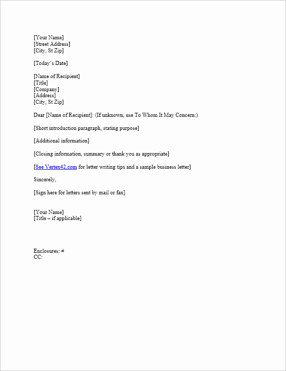 Sample Of Buisness Letter Best Of Business Letter Template for Word