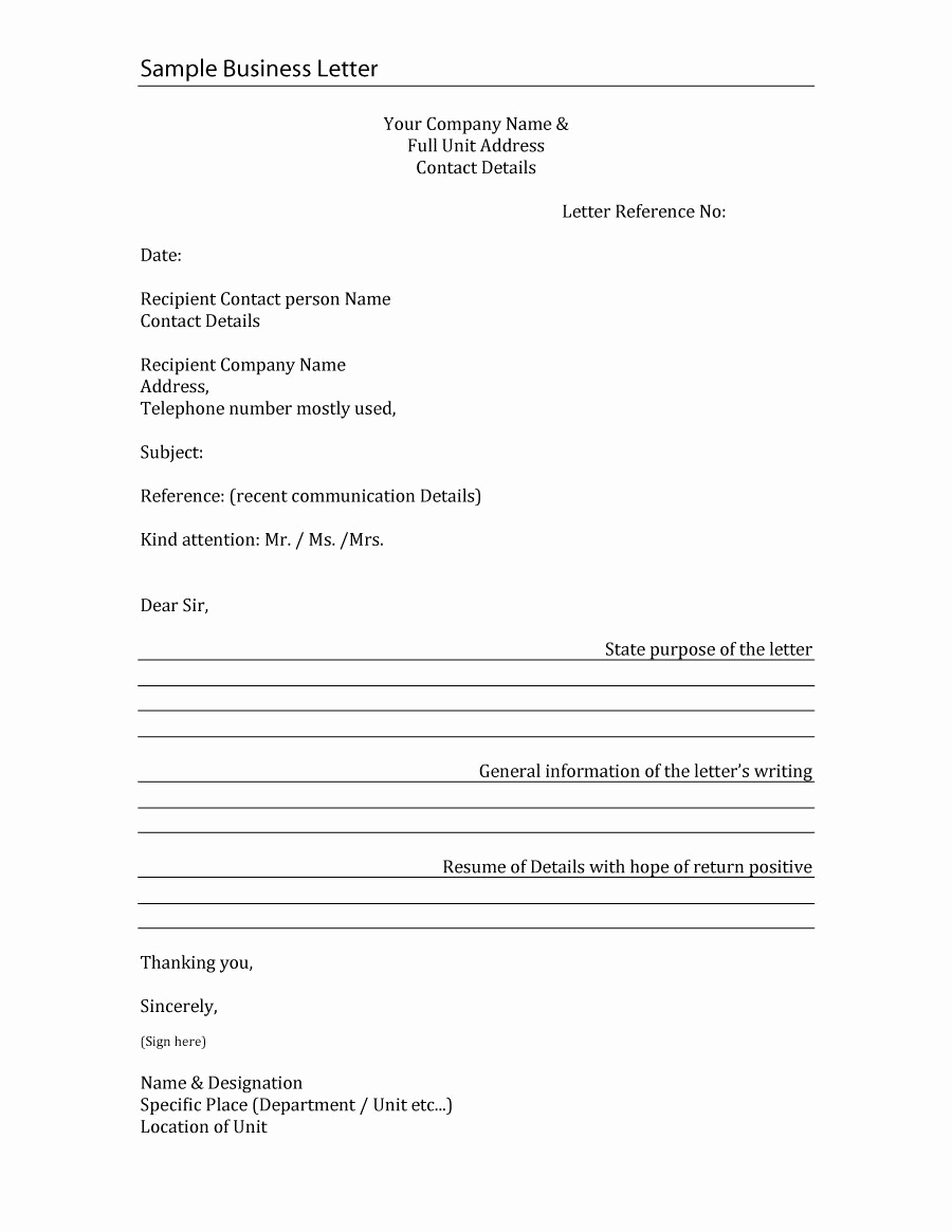 Sample Of Buisness Letter Lovely 35 formal Business Letter format Templates &amp; Examples