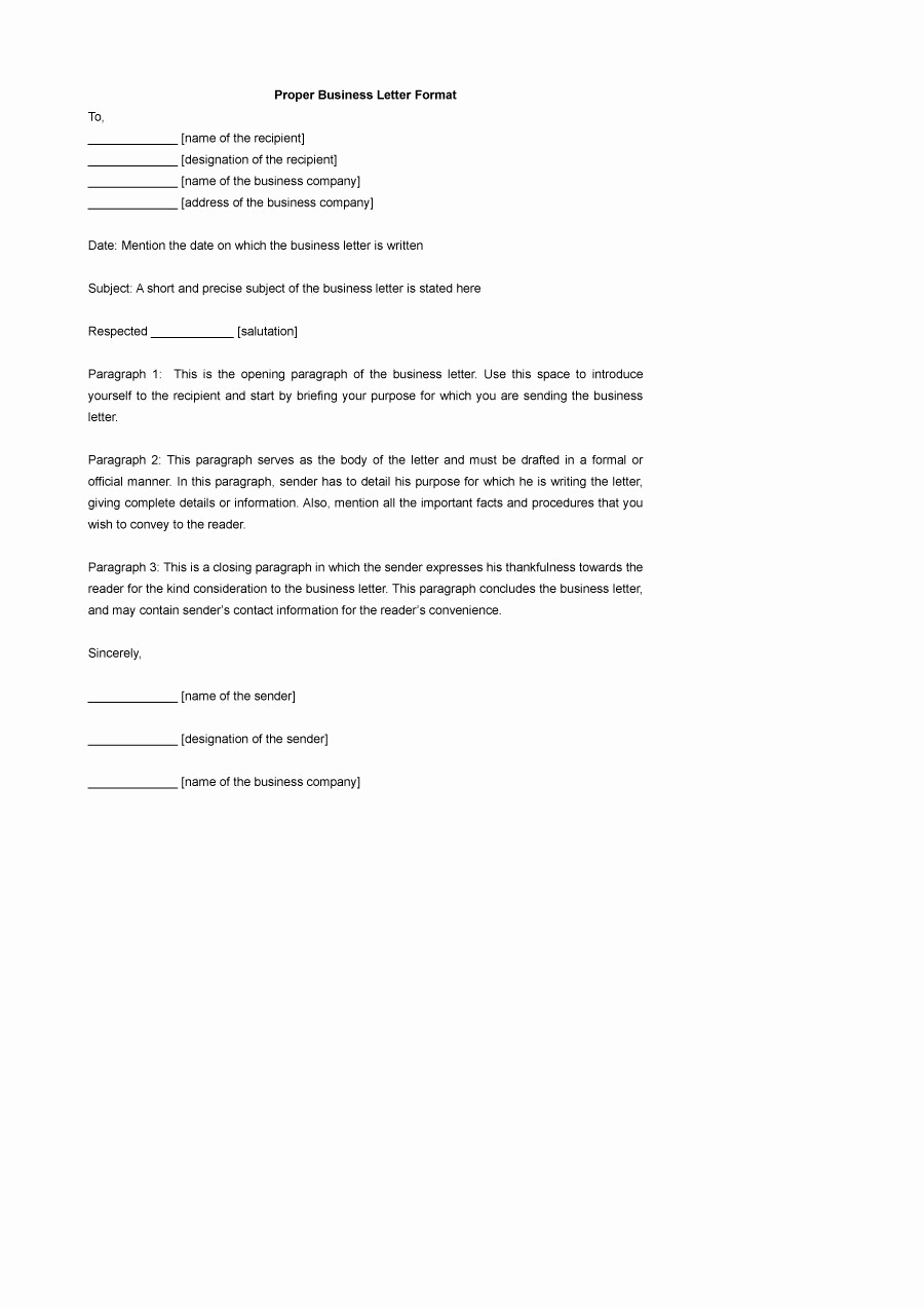 Sample Of Business Leter Beautiful 35 formal Business Letter format Templates &amp; Examples