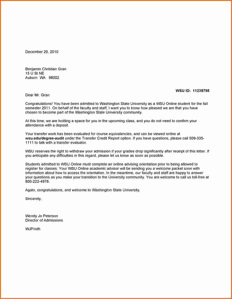 Sample Of Business Leter Inspirational Business Letter Examples for Students Sample Admission