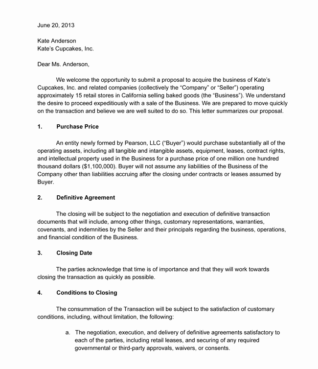 letter of intent templates and samples