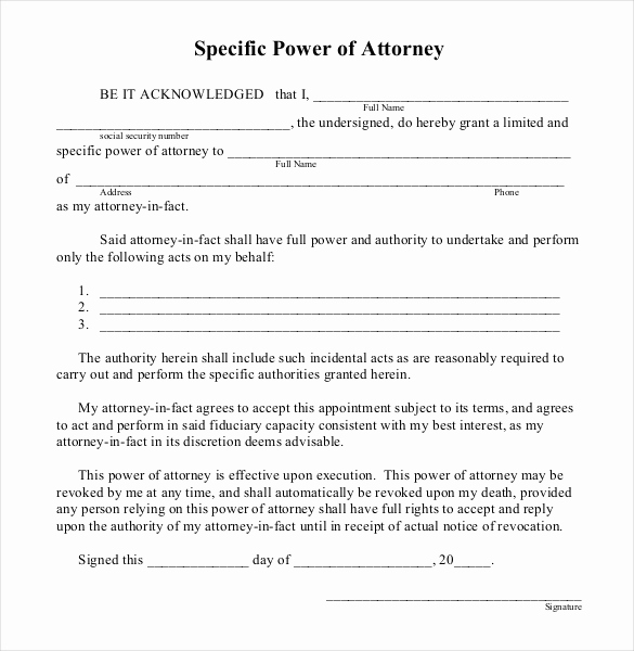 power attorney templates