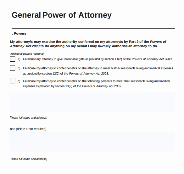 Sample Power Of attorney Pdf Luxury Sample General Power Of attorney form 6 Download Free