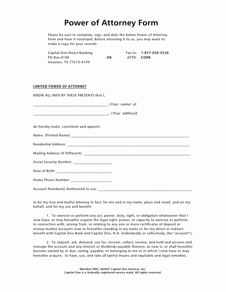 Sample Power Of attorney Pdf New Power Of attorney form