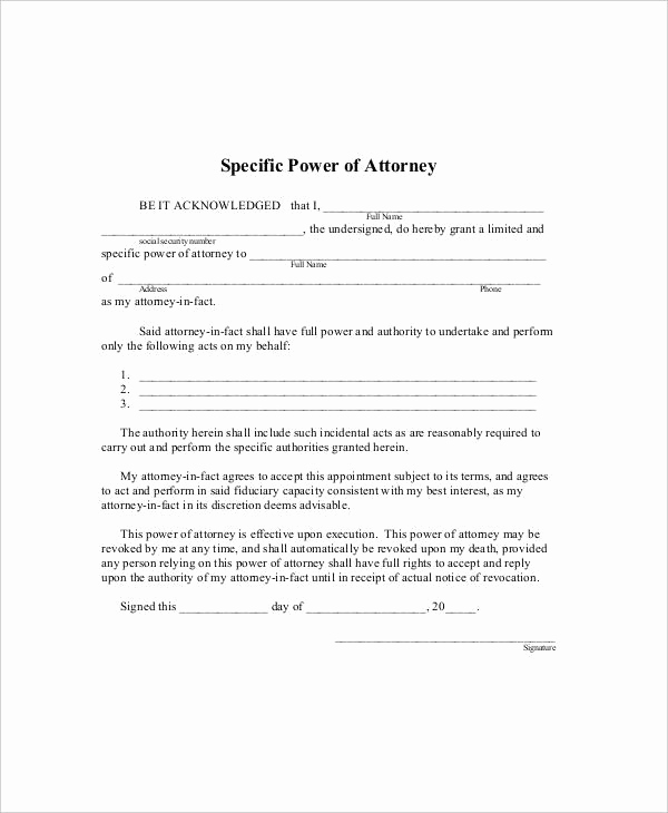 Sample Power Of attorney Pdf Unique Free Power Of attorney form