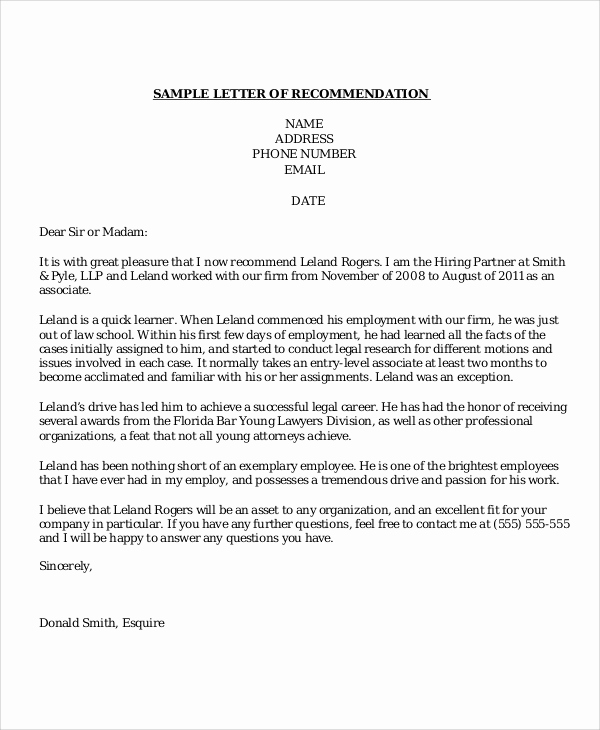 Sample Professional Reference Letter Elegant 8 Re Mendation Letter Samples