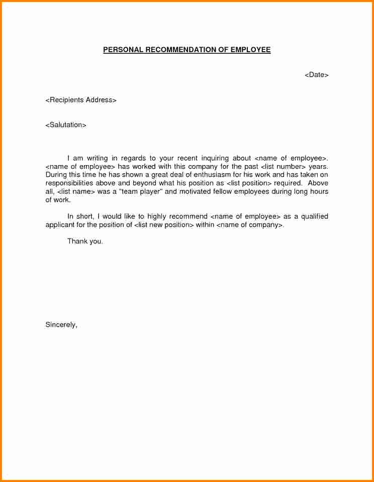 Sample Recommendation Letter for Job New 8 Examples Of Re Mendation Letter for Employment
