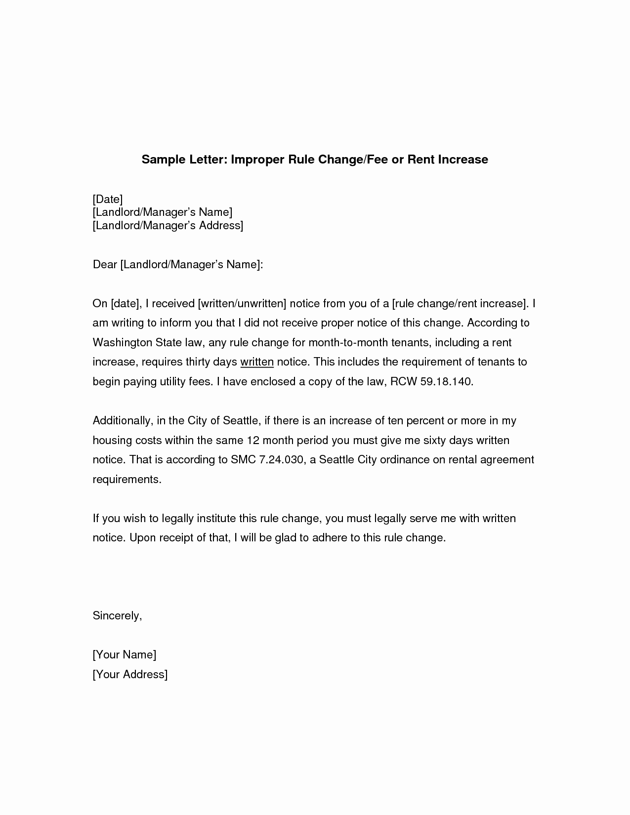 Sample Rent Increase Letter Lovely Change Ownership Letter to Tenants Template Examples