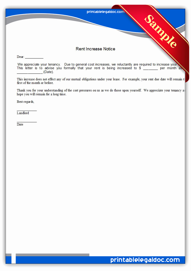 Sample Rent Increase Letter Luxury Free Printable Rent Increase Notice form Generic