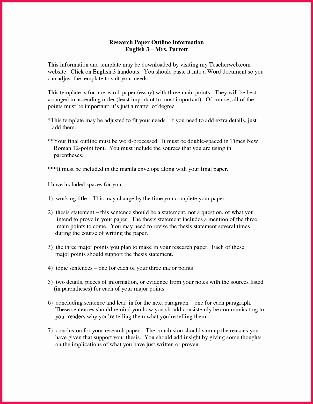Sample Research Paper Outline Best Of Research Paper for Kids