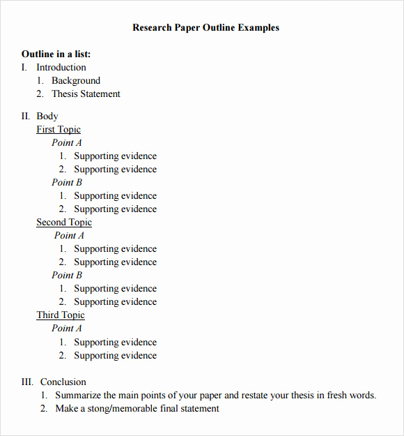 Sample Research Paper Outline Luxury Research Paper Outline Template 9 Download Free