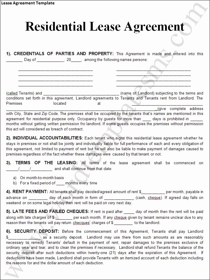 Sample Residential Lease Agreement Fresh Printable Sample Rental Lease Agreement Templates Free
