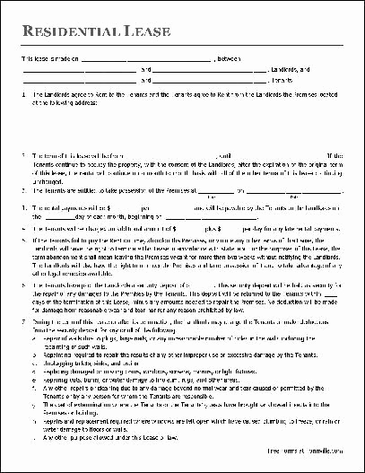 Sample Residential Lease Agreement Inspirational Printable Sample Lease Agreement form