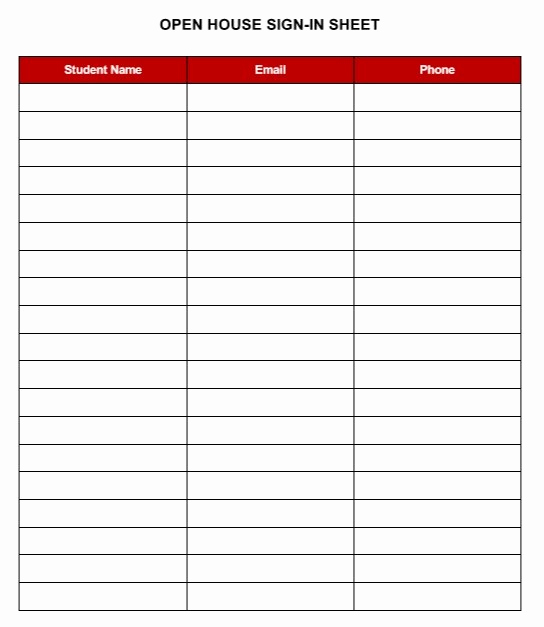 Sample Sign In Sheet Best Of 10 Free Sample Open House Sign In Sheet Templates