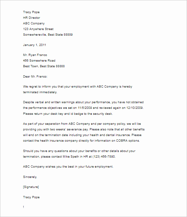 Sample Termination Letter without Cause Inspirational 30 Termination Letter Templates Free Word Samples