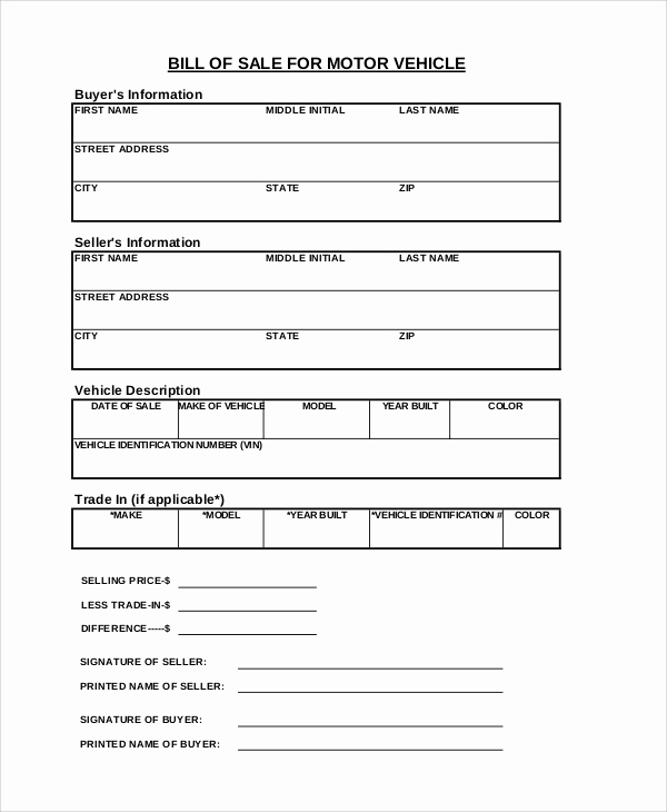 Sample Vehicle Bill Of Sale Best Of Sample Bill Of Sale form 9 Examples In Pdf Word