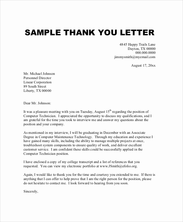 Samples Of Thankyou Letters Inspirational Sample Graduation Thank You Letters 6 Examples In Word Pdf