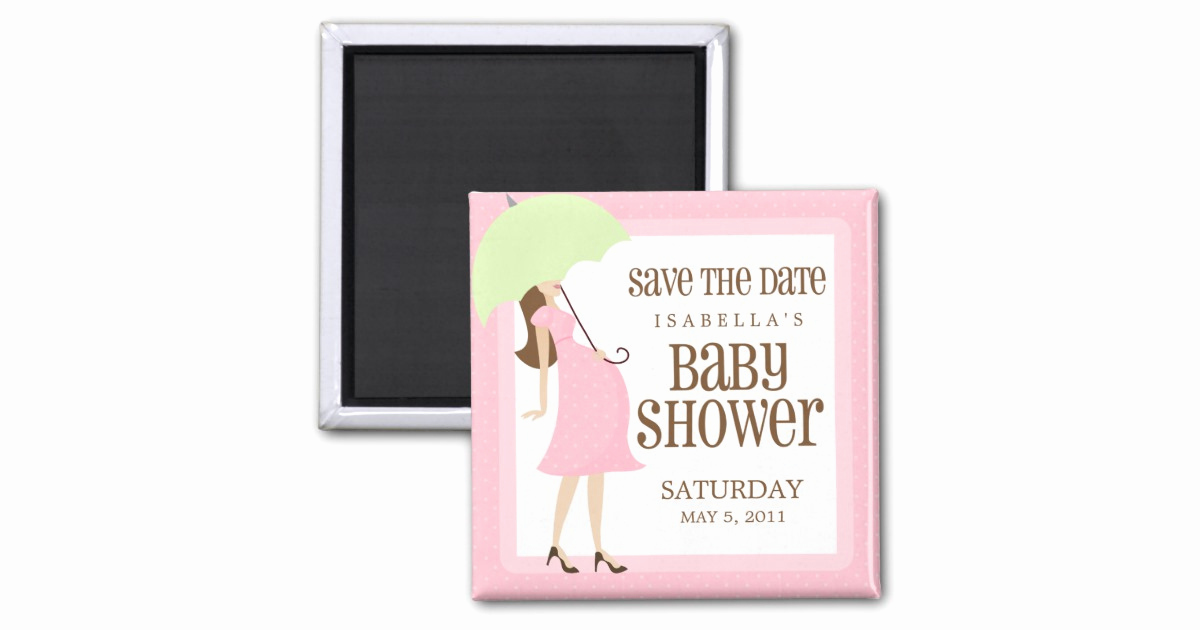 pink baby shower save the date magnet
