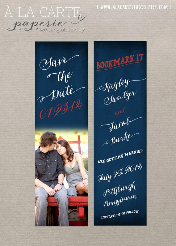 Save the Date Bookmarks Elegant Navy Chalkboard Save the Date Bookmark 8 by Alacartepaperie