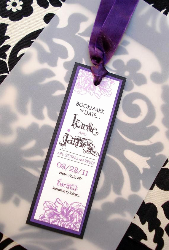 Save the Date Bookmarks Fresh Purplelicious Peony Wedding Save the Date Bookmark Sample