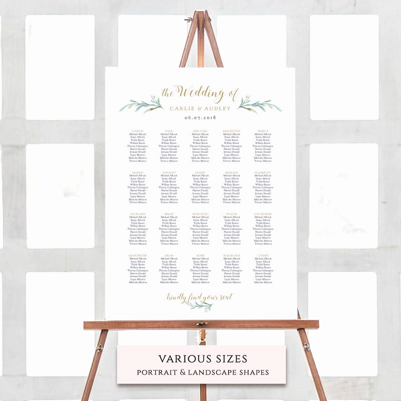 Seating Chart Template Wedding Elegant Greenery Wedding Invitations Rustic Wedding Invitations