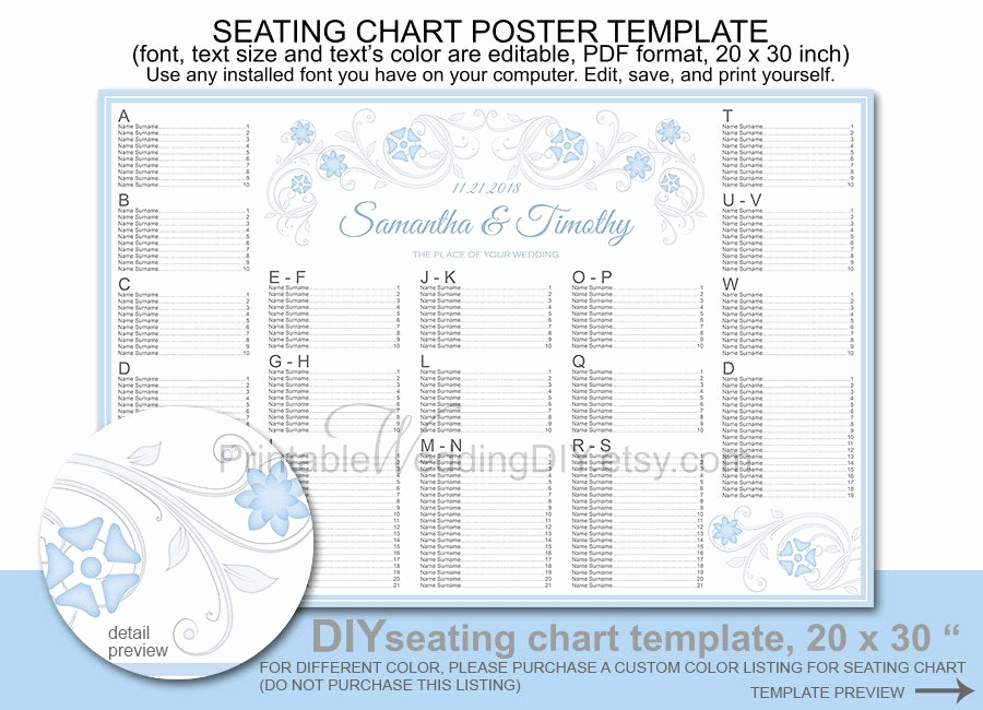 Seating Chart Wedding Template New Wedding Seating Chart Poster Template Printable Diy Reception