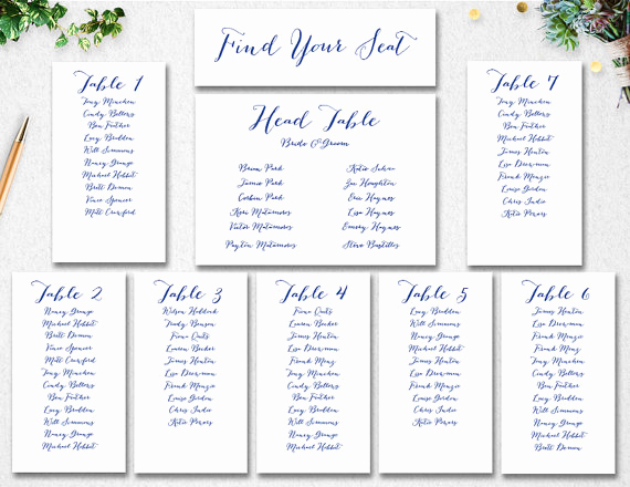 Seating Chart Wedding Template New Wedding Seating Chart Template Instant Download Editable