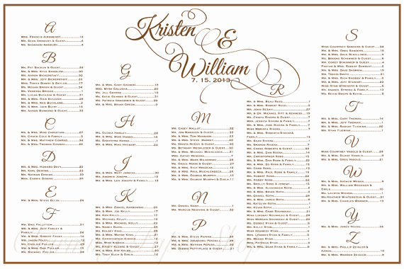 Seating Chart Wedding Template Unique Wedding Seating Chart Template