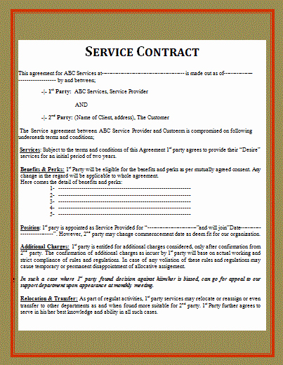 Service Contract Template Word Awesome Simple Service Contract