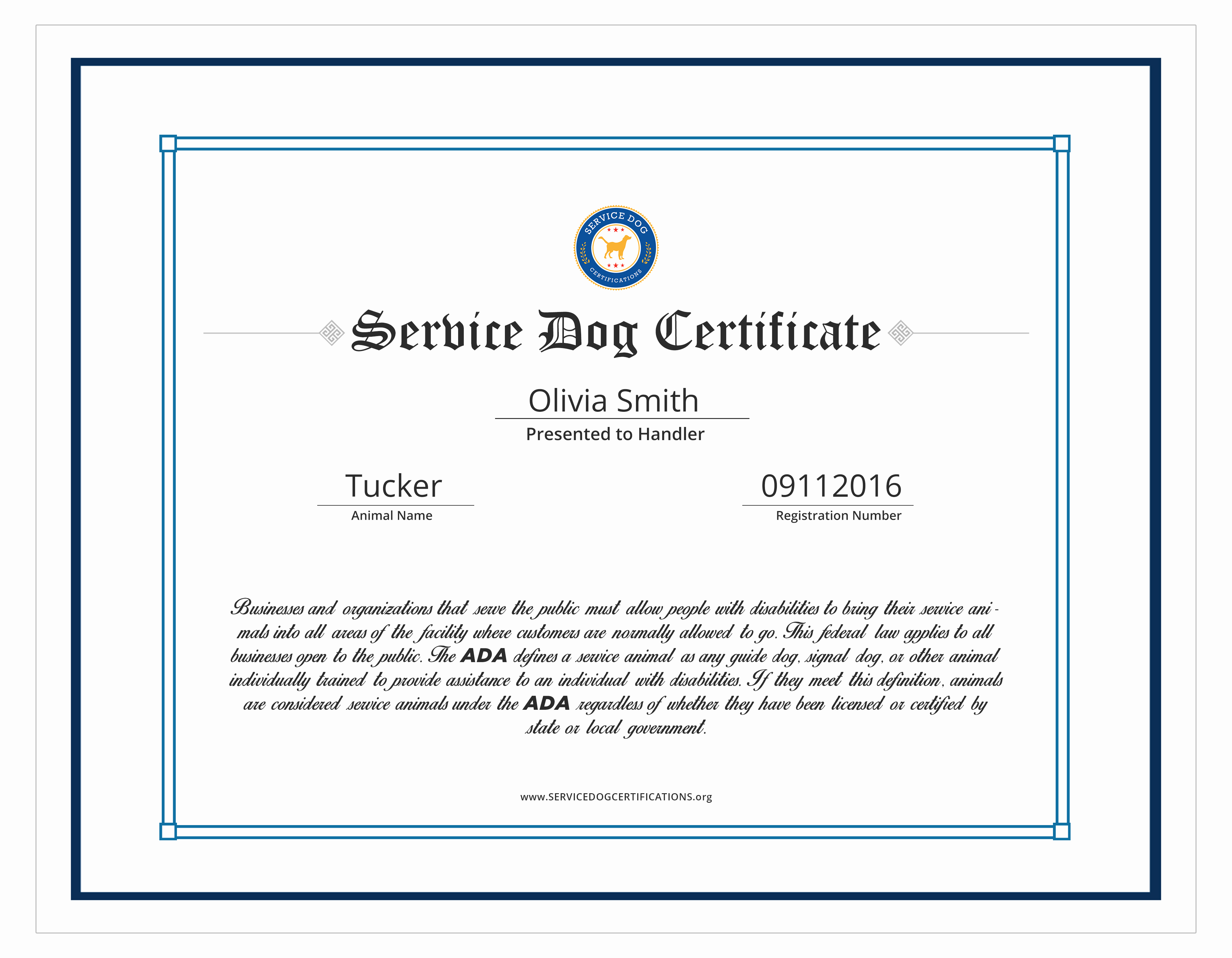 Service Dog Certificate Template Unique Service Dog Certifications Id