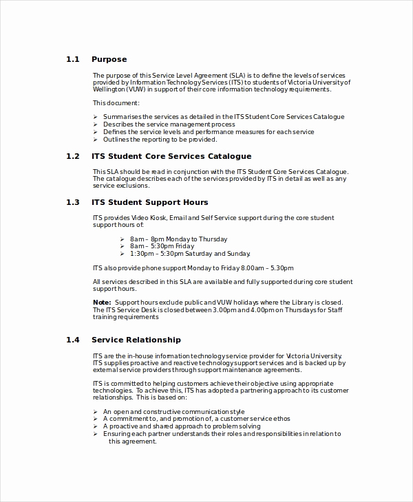 Service Level Agreement Examples Lovely Service Level Agreement 20 Free Pdf Word Psd