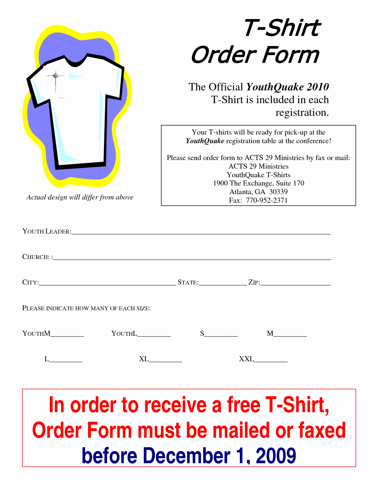 Shirt order form Template Fresh T Shirt order form Template