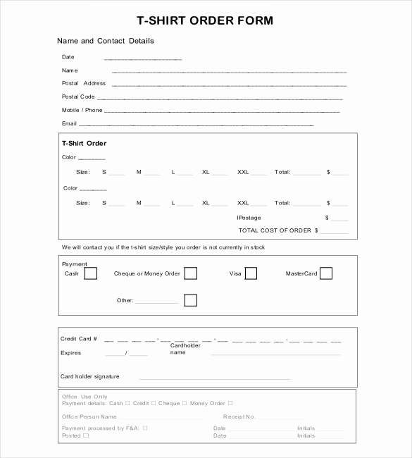 Shirt order form Template New 41 Blank order form Templates Pdf Doc Excel