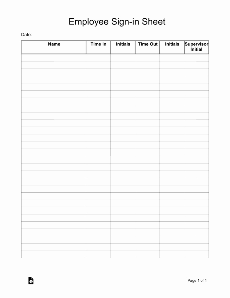 Sign In and Out Sheet Awesome Employee Sign In Sheet Template