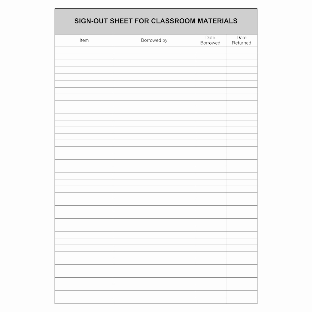 sign out sheet