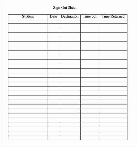Sign In and Out Sheet Elegant Student Sign Out Sheet Template Education