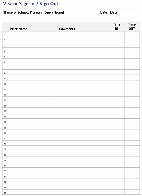 Sign In and Out Sheet Luxury Printable Sign In Sheet
