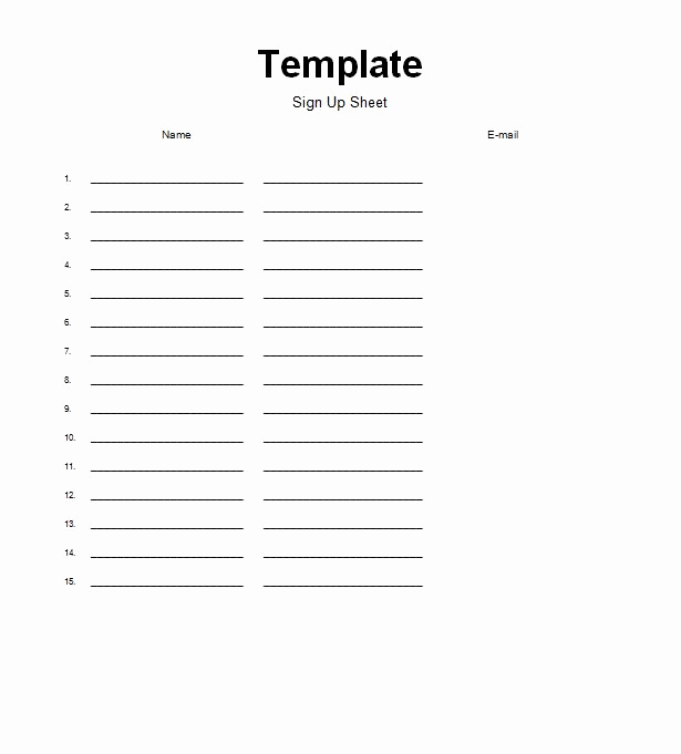 Sign Up form Template Beautiful 40 Sign Up Sheet Sign In Sheet Templates Word &amp; Excel