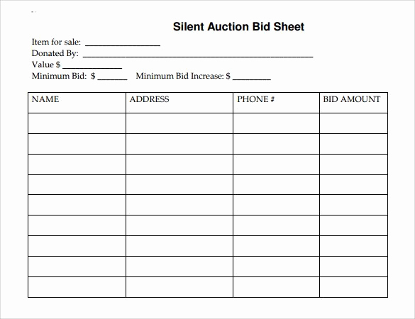 Silent Auction Bid Sheet Template Best Of Printable Silent Auction Bid Sheet Template