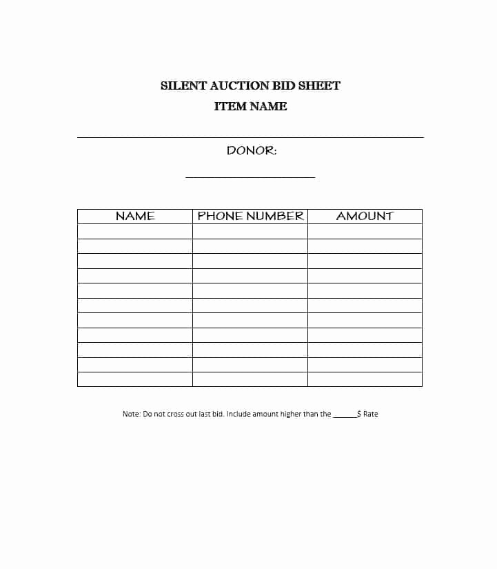 Silent Auction Bid Sheet Template Unique 40 Silent Auction Bid Sheet Templates [word Excel]