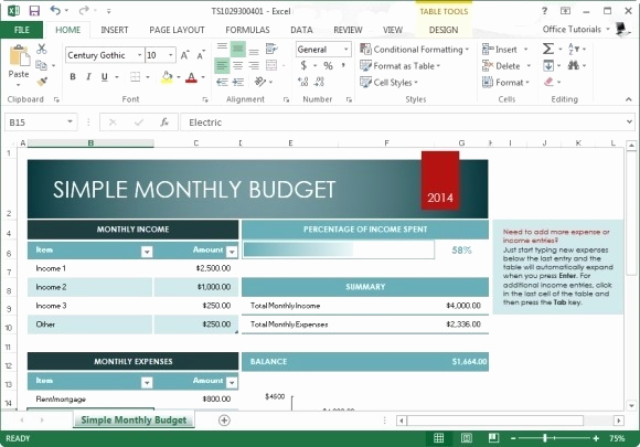 Simple Budget Template Excel New Free Monthly Bud Template for Excel 2013