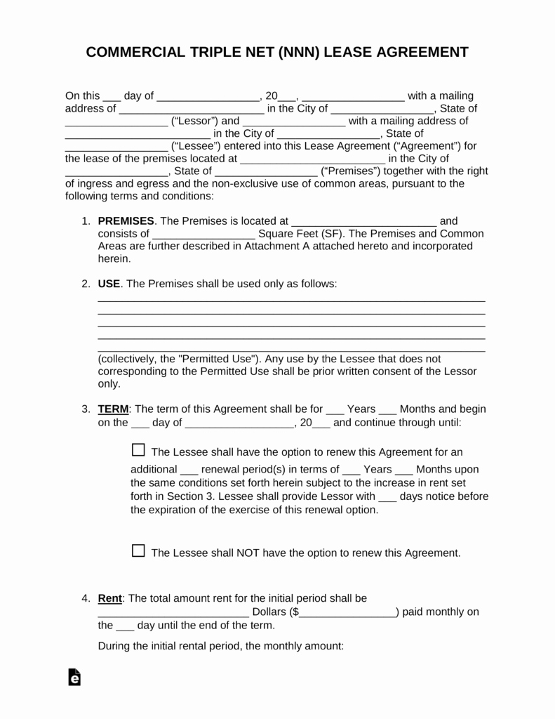 Simple Commercial Lease Agreement Beautiful Free Triple Net Nnn Mercial Lease Agreement Template