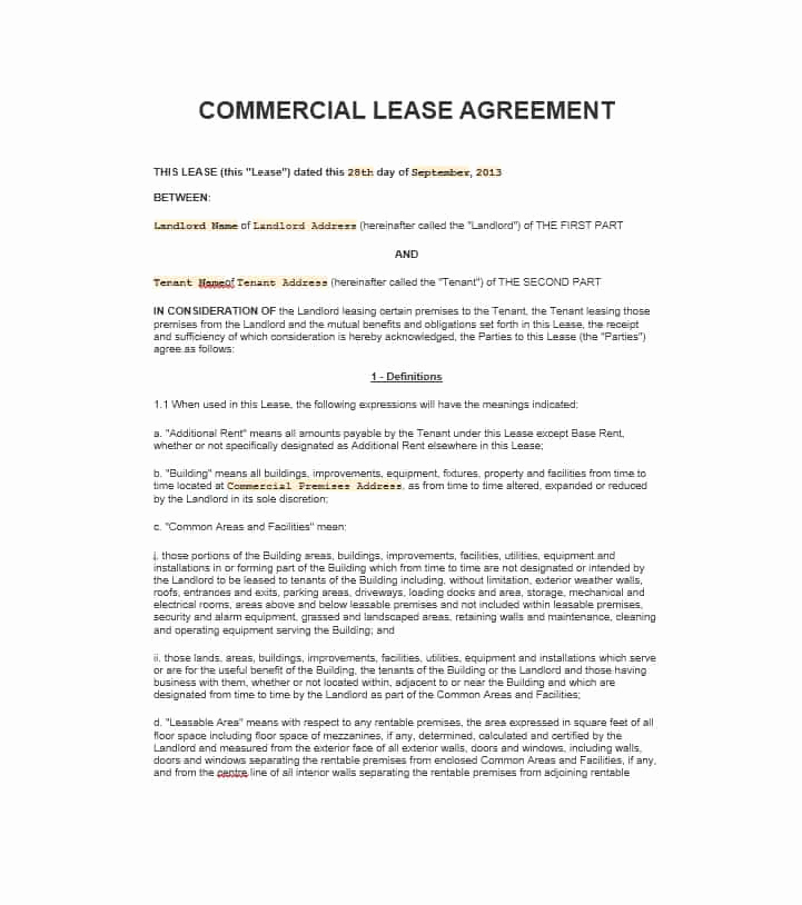 Simple Commercial Lease Agreement Best Of 26 Free Mercial Lease Agreement Templates Template Lab