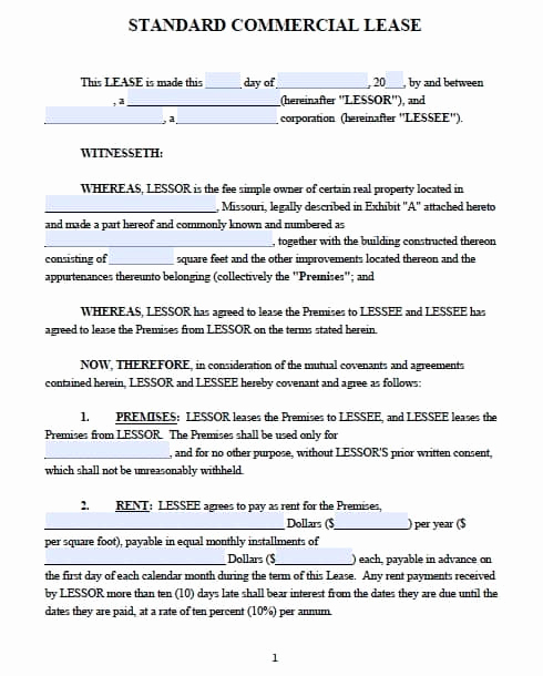 Simple Commercial Lease Agreement Elegant Free Missouri Mercial Lease Agreement – Pdf Template