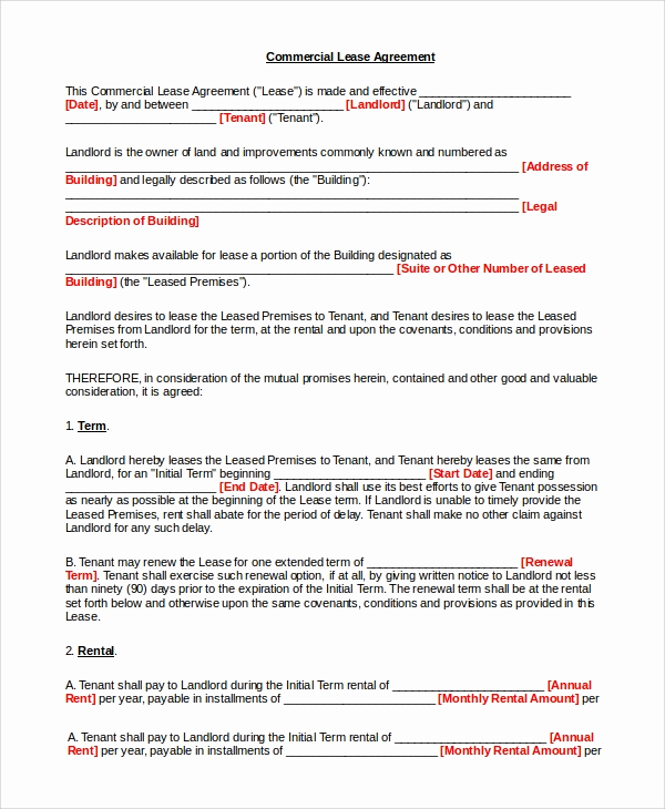 Simple Commercial Lease Agreement Lovely Simple Lease Agreement 9 Examples In Pdf Word
