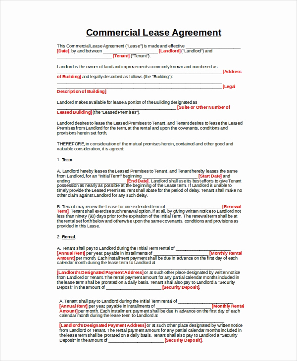 Simple Commercial Lease Agreement Unique Mercial Lease Agreement 10 Free Pdf Word Documents
