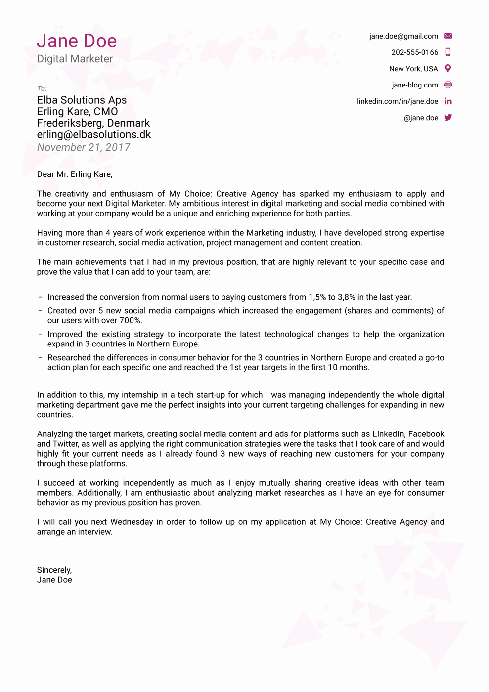 Simple Cover Letter format Elegant 2018 Professional Cover Letter Templates Download now