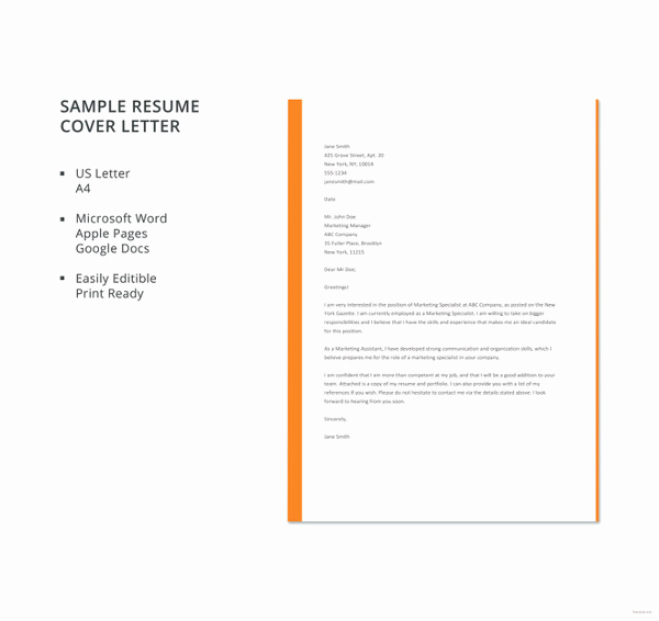 Simple Cover Letter Sample Inspirational 51 Simple Cover Letter Templates Pdf Doc